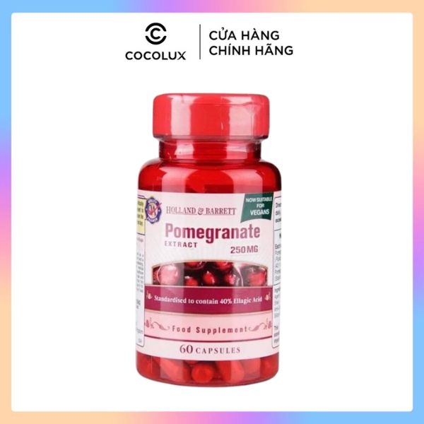 Viên Uống Chống Nắng HOLLAND BARRETT Chiết Xuất Lựu 250mg Cocolux